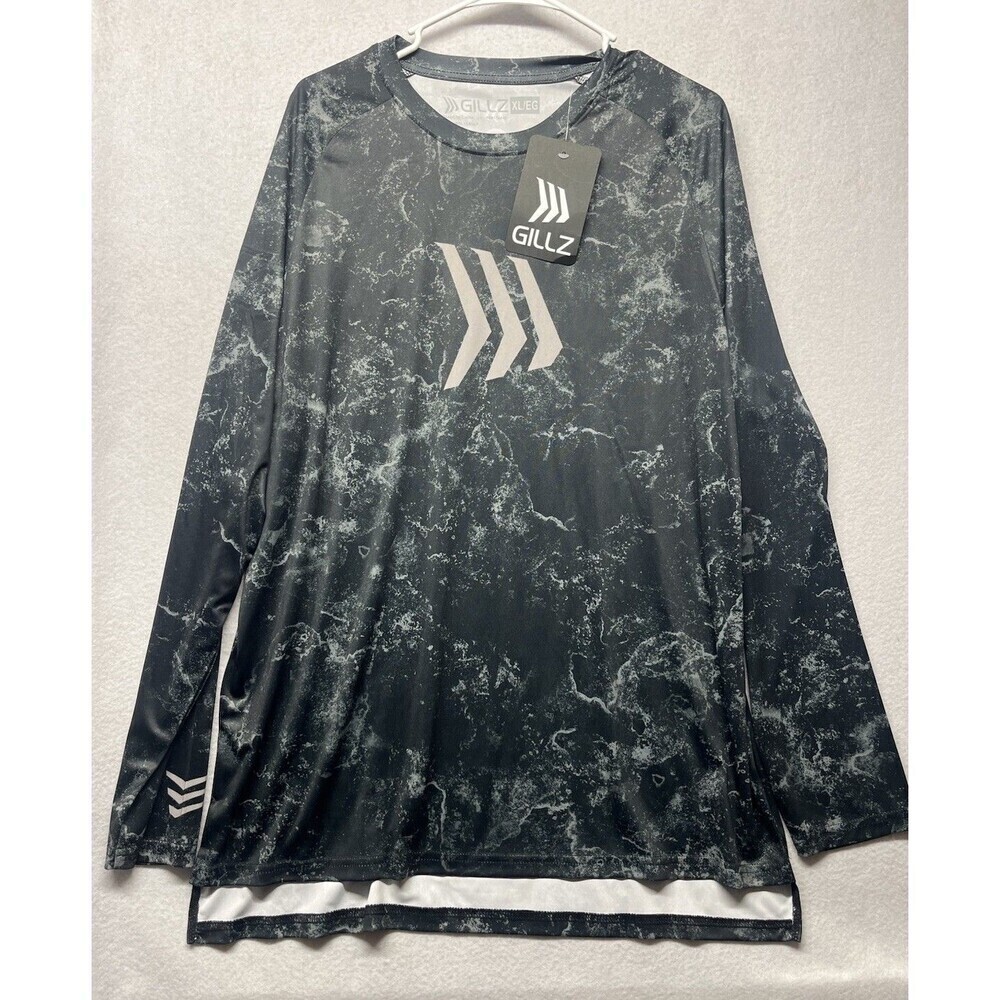NWT GILLZ Men's Contender Series Long Sleeve Black Anthracite Fishing T-Shirt XL